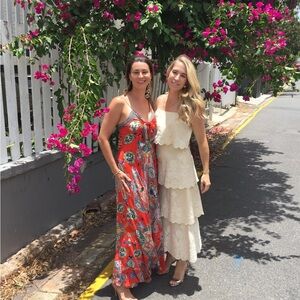 Zimmerman 100% linen pale yellow layered dress.